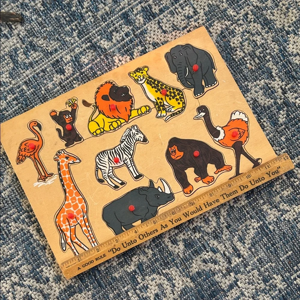 Vintage Animal Puzzle Board for Kids